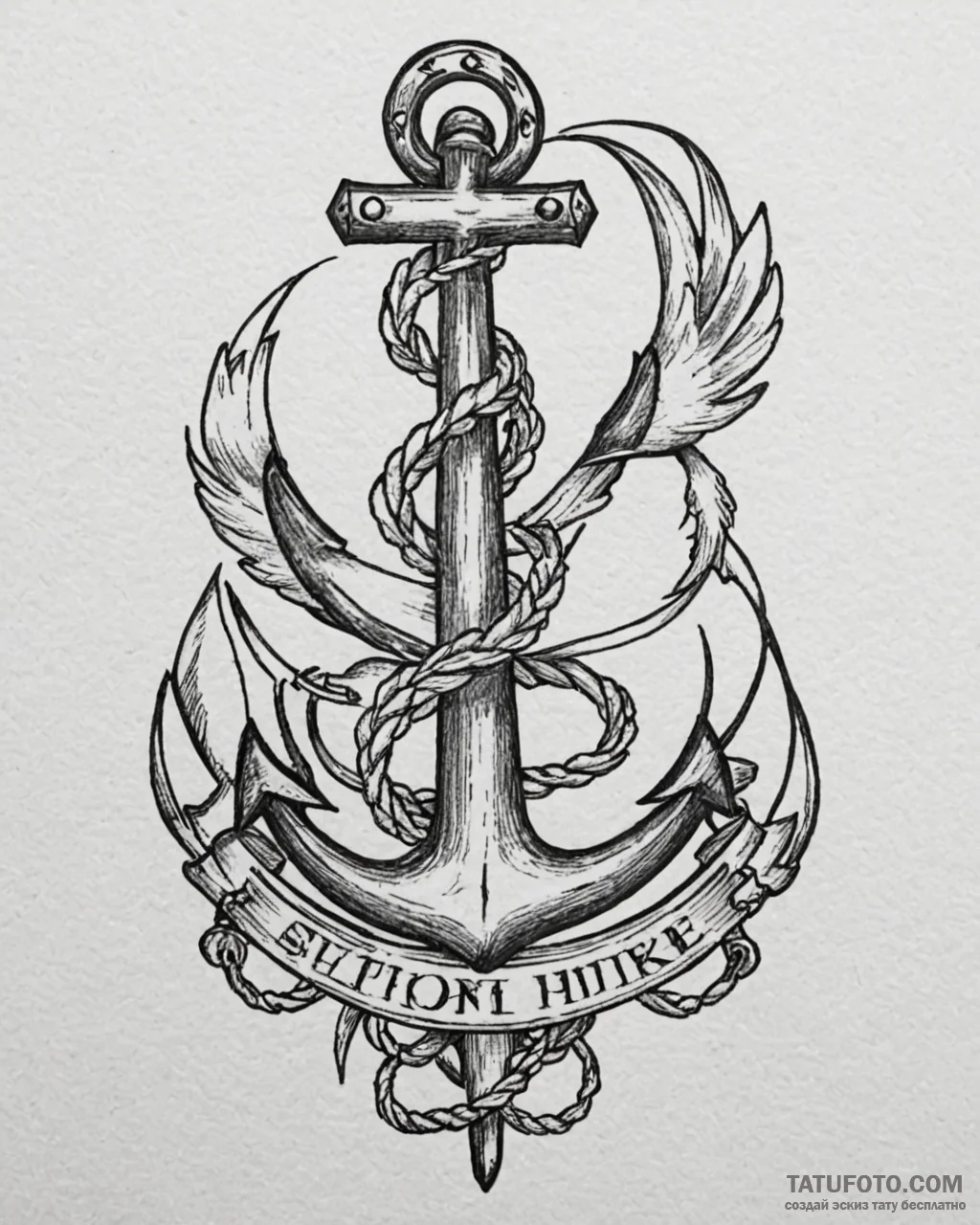 Tat tattoo sketch, old school sailor anchor w... - эскиз тату (№1753555613_0, 26.07.2025 18:46) — Tatufoto.com