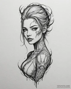 Tat tattoo sketch, lucy with glowing tattoos... - эскиз тату (№1753556418_0, 26.07.2025 19:00) — Tatufoto.com