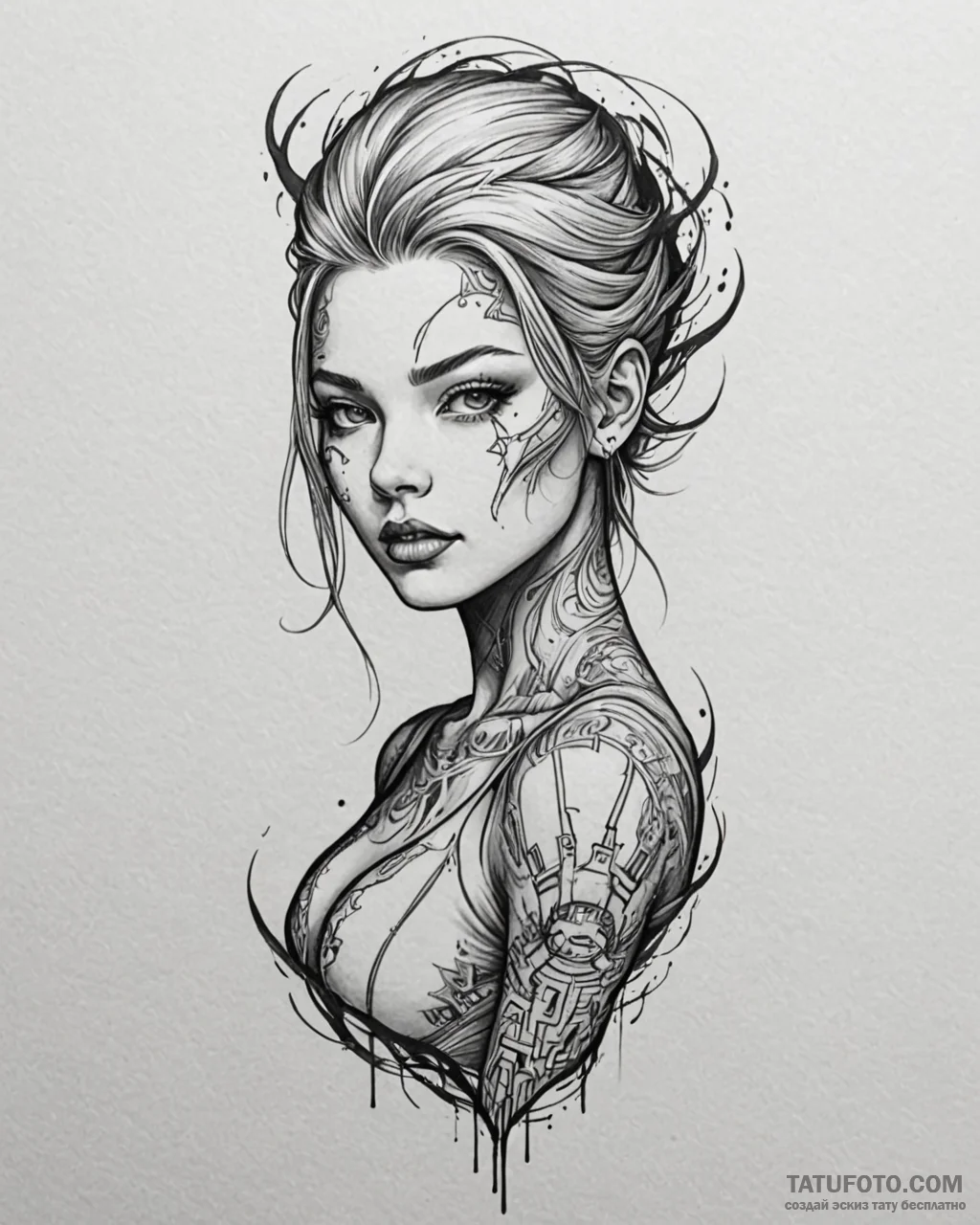 Tat tattoo sketch, lucy with glowing tattoos... - эскиз тату (№1753556418_0, 26.07.2025 19:00) — Tatufoto.com