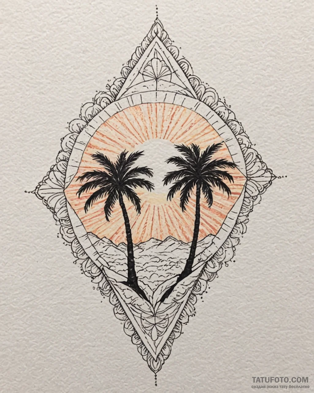 Tat tattoo sketch, palm tree fronds silhouett... - эскиз тату (№1753559216_0, 26.07.2025 19:46) — Tatufoto.com