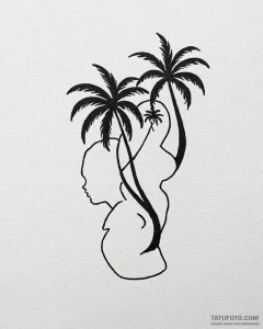 Tattoo sketch, lilo with palm tree silhouette... - эскиз тату (№1753559615_0, 26.07.2025 19:53) — Tatufoto.com