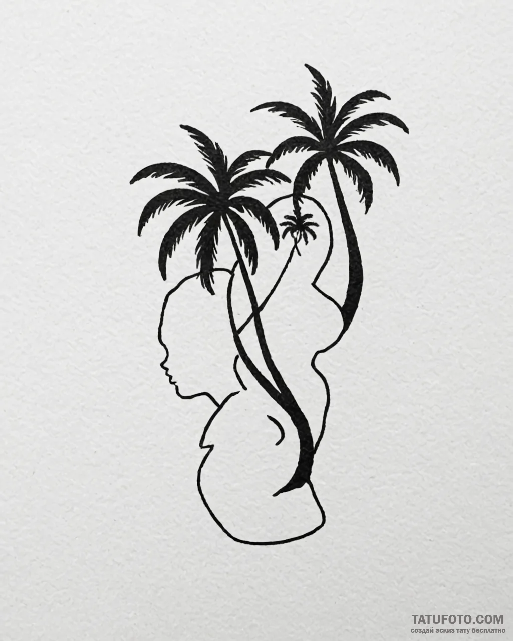 Tattoo sketch, lilo with palm tree silhouette... - эскиз тату (№1753559615_0, 26.07.2025 19:53) — Tatufoto.com
