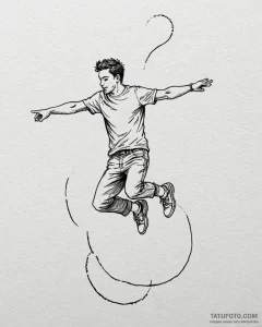 Tat tattoo sketch, benny jumping with joy, li... - эскиз тату (№1753560211_0, 26.07.2025 20:03) — Tatufoto.com