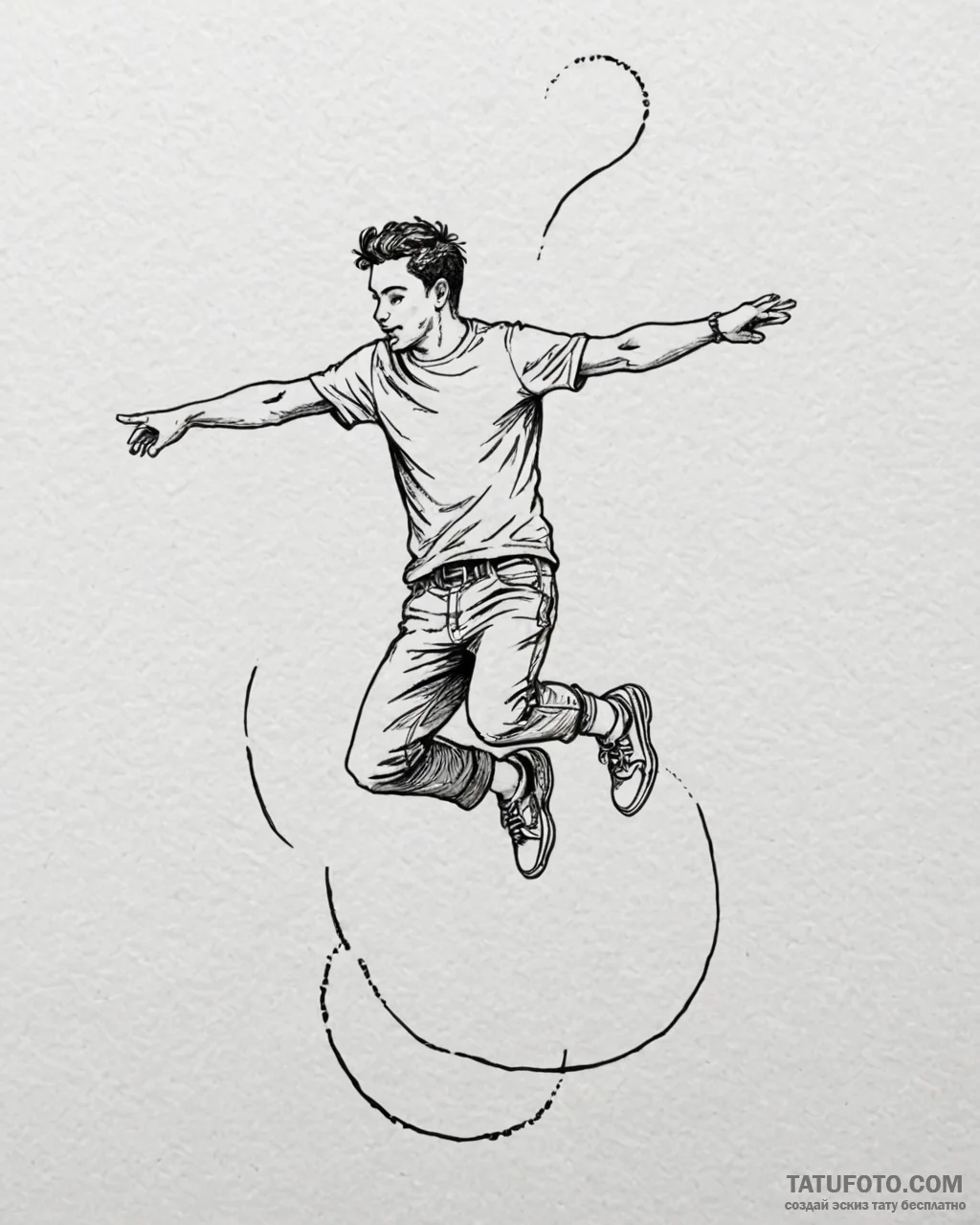 Tat tattoo sketch, benny jumping with joy, li... - эскиз тату (№1753560211_0, 26.07.2025 20:03) — Tatufoto.com