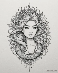 Tattoo sketch, elsa’s crown and snowflakes in... - эскиз тату (№1753560610_0, 26.07.2025 20:10) — Tatufoto.com
