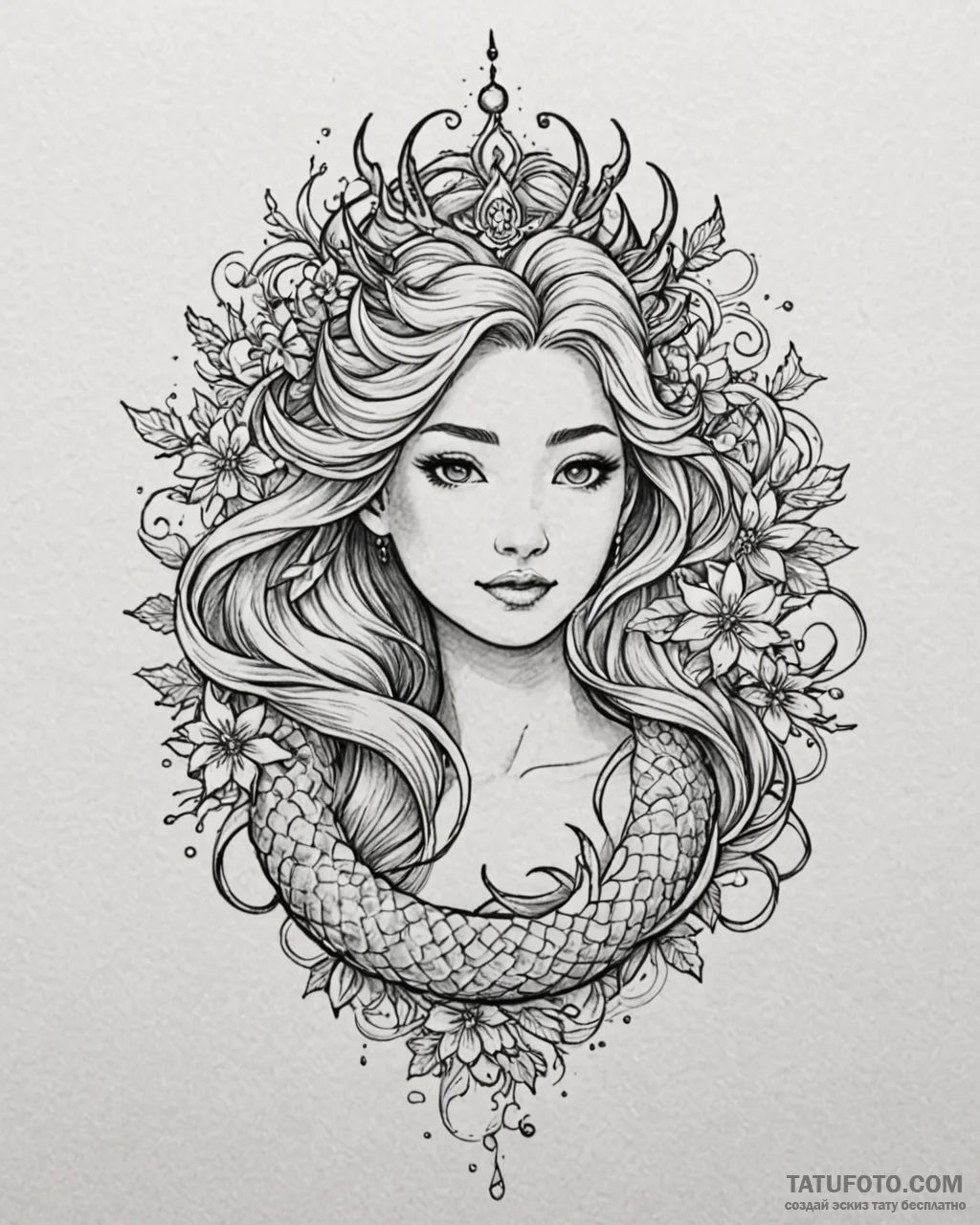 Tattoo sketch, elsa’s crown and snowflakes in... - эскиз тату (№1753560610_0, 26.07.2025 20:10) — Tatufoto.com