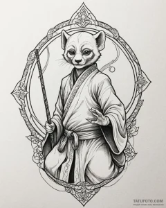 Tattoo sketch, master shifu with staff and ro... - эскиз тату (№1753561213_0, 26.07.2025 20:20) — Tatufoto.com