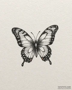 Tattoo sketch, tiny minimalist butterfly with... - эскиз тату (№1753561413_0, 26.07.2025 20:23) — Tatufoto.com