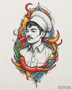 Tattoo sketch, paprika with fragmented realit... - эскиз тату (№1753562238_0, 26.07.2025 20:37) — Tatufoto.com