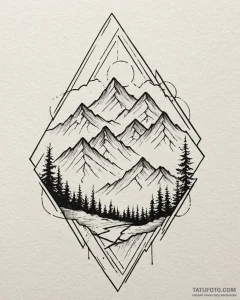Tattoo sketch, thin outline of mountain peaks... - эскиз тату (№1753563822_0, 26.07.2025 21:03) — Tatufoto.com