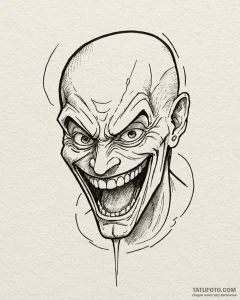 Tattoo sketch, flash in mid-laugh with slow m... - эскиз тату (№1753564020_0, 26.07.2025 21:07) — Tatufoto.com