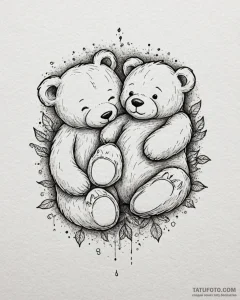 Tattoo sketch, bob sleeping with teddy bear,... - эскиз тату (№1753564221_0, 26.07.2025 21:10) — Tatufoto.com