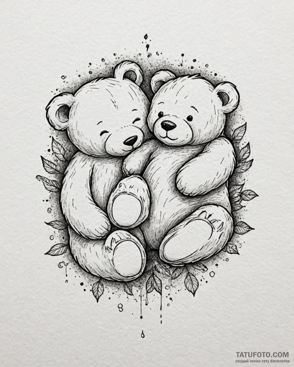 Tattoo sketch, bob sleeping with teddy bear,... - эскиз тату (№1753564221_0, 26.07.2025 21:10) — Tatufoto.com