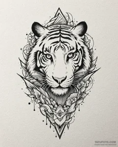 Tattoo sketch, abstract tiger face fragmented... - эскиз тату (№1753564846_0, 26.07.2025 21:20) — Tatufoto.com