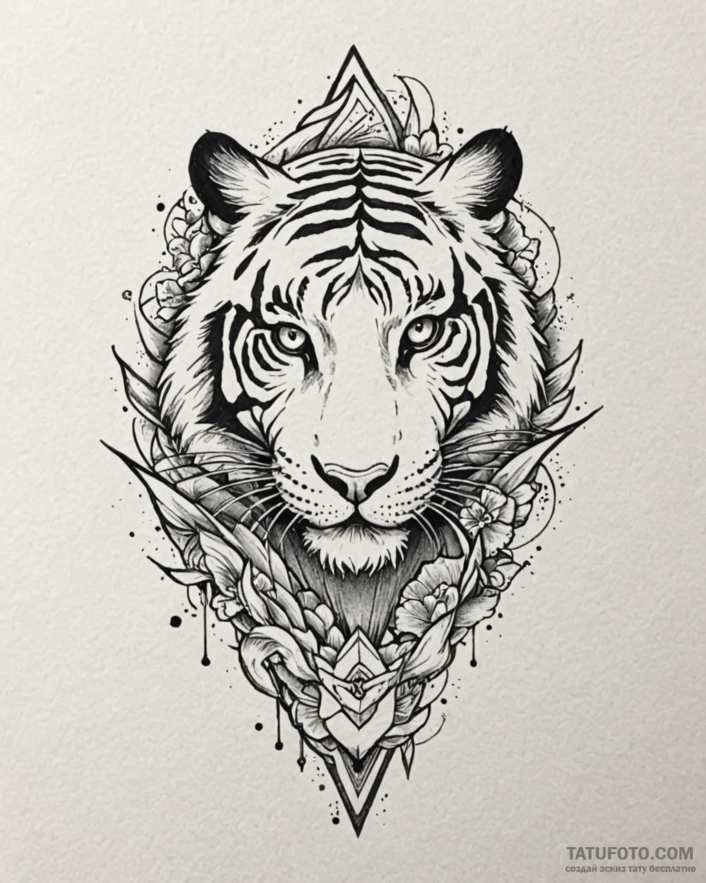 Tattoo sketch, abstract tiger face fragmented... - эскиз тату (№1753564846_0, 26.07.2025 21:20) — Tatufoto.com