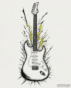 Tattoo sketch, electric guitar with lightning... - эскиз тату (№1753565242_0, 26.07.2025 21:27) — Tatufoto.com