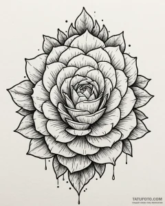 Tat tattoo sketch, succulent rosette with sof... - эскиз тату (№1753565440_0, 26.07.2025 21:30) — Tatufoto.com