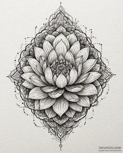 Tat tattoo sketch, vibrant mandala with lotus... - эскиз тату (№1753566659_0, 26.07.2025 21:50) — Tatufoto.com