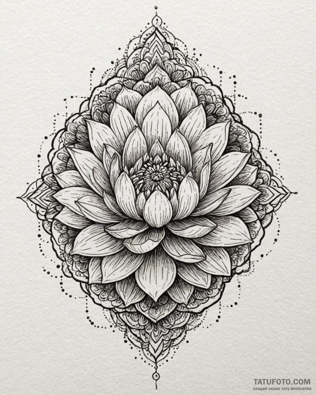 Tat tattoo sketch, vibrant mandala with lotus... - эскиз тату (№1753566659_0, 26.07.2025 21:50) — Tatufoto.com