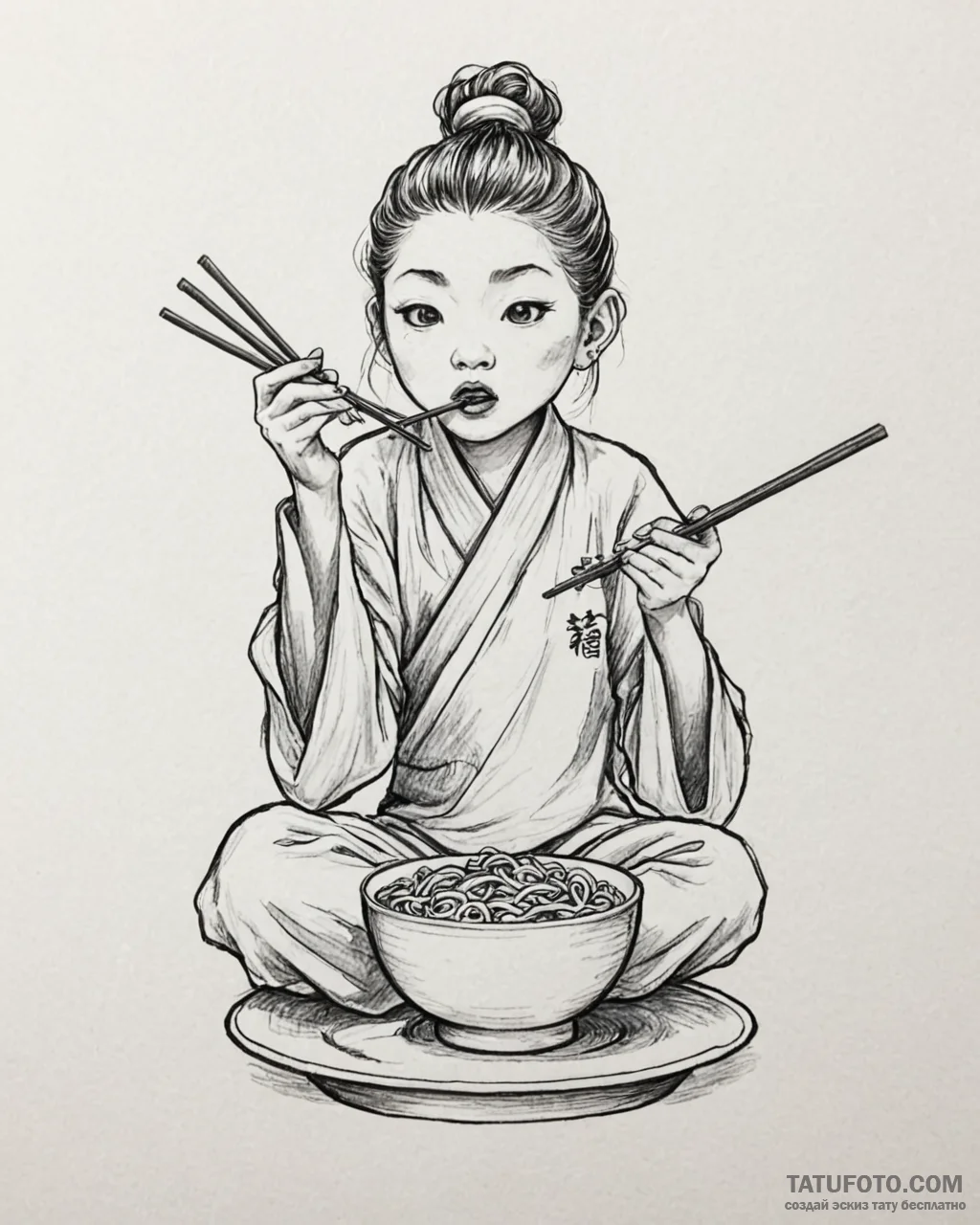 Tattoo sketch, po eating noodles with chopsti… — эскиз тату (№1753568872_0, 26.07.2025 22:27) — Tatufoto.com