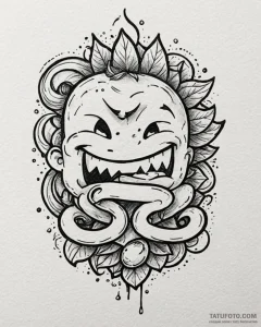 вегетарианец, tattoo line art, on a clean whi... - эскиз тату (№1753569665_0, 26.07.2025 22:41) — Tatufoto.com