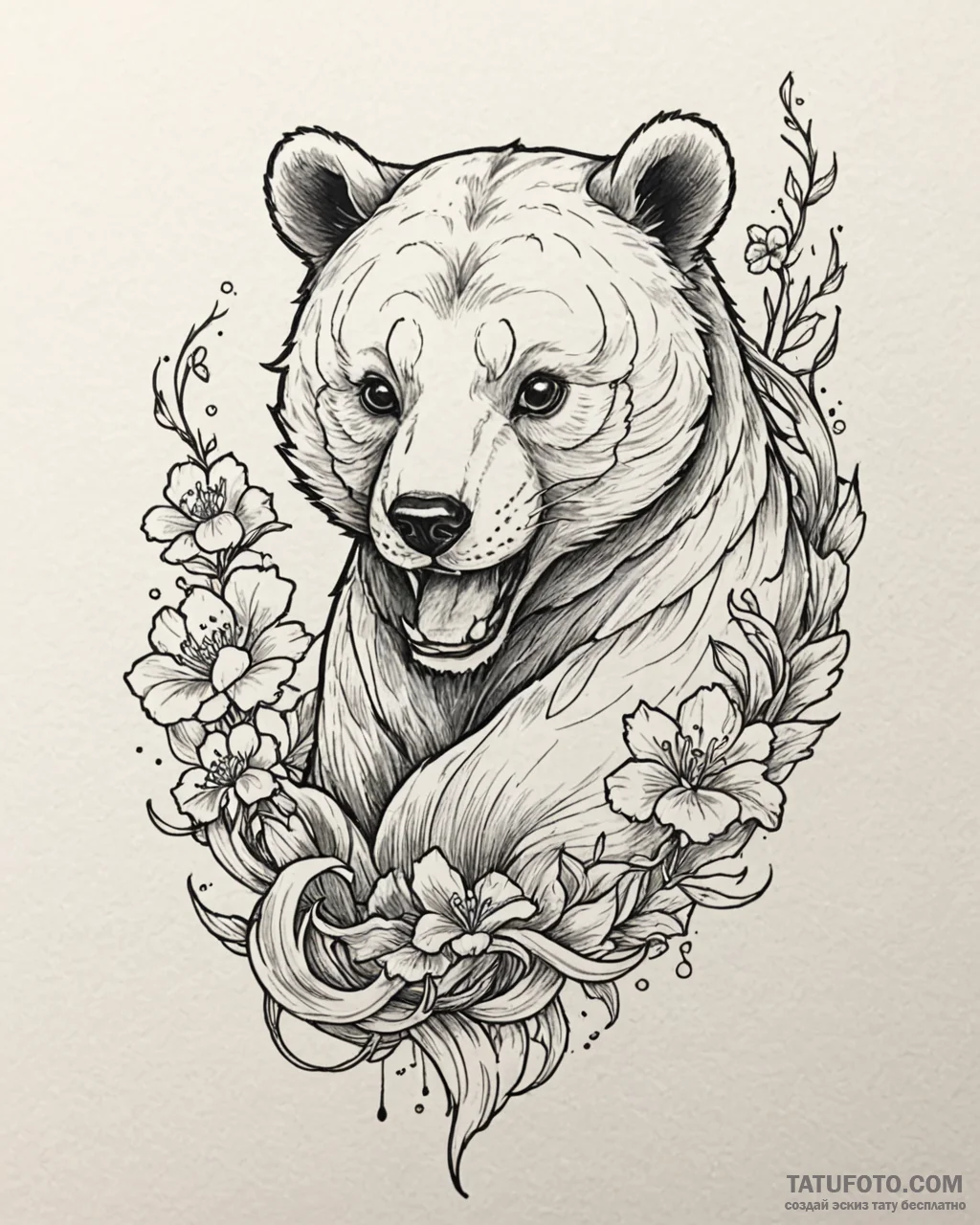 Tat tattoo sketch, bear cub with playful eyes... - эскиз тату (№1753569878_0, 26.07.2025 22:44) — Tatufoto.com