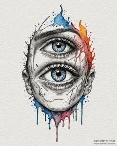 Tattoo sketch, spirit eyes piercing with glow... - эскиз тату (№1753570489_0, 26.07.2025 22:54) — Tatufoto.com