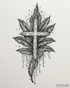 Tat tattoo sketch, shiny banana leaves covere... - эскиз тату (№1753570689_0, 26.07.2025 22:58) — Tatufoto.com