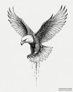 Tattoo sketch, soaring eagle with extended wi... - эскиз тату (№1753571086_0, 26.07.2025 23:04) — Tatufoto.com