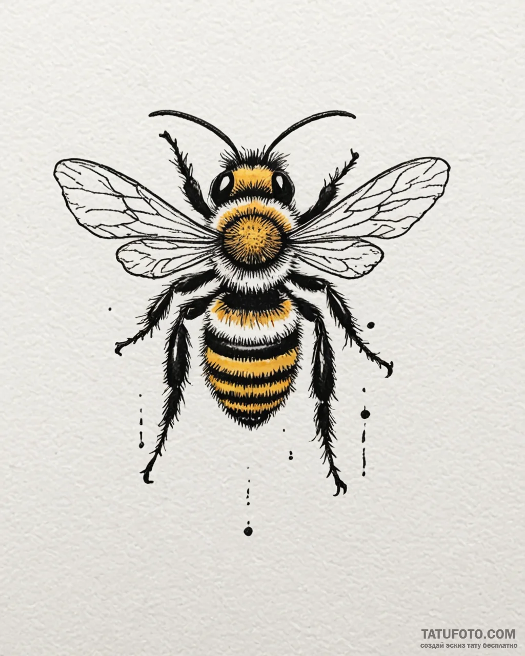 Tattoo sketch, tiny minimalist bee with fine... - эскиз тату (№1753571889_0, 26.07.2025 23:18) — Tatufoto.com