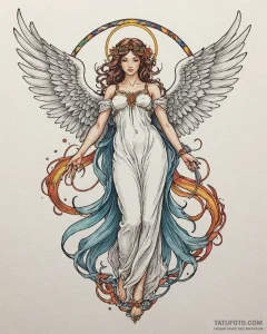Tat tattoo sketch, majestic angel with large... - эскиз тату (№1753572485_0, 26.07.2025 23:28) — Tatufoto.com