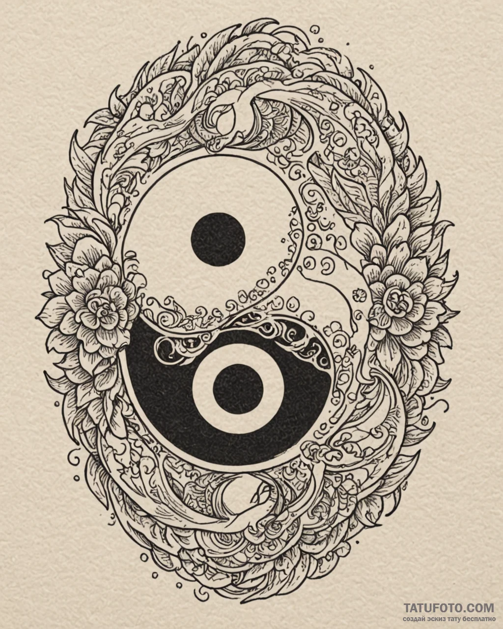 Tat tattoo sketch, fire and water elemental s… — эскиз тату (№1753572902_0, 26.07.2025 23:35) — Tatufoto.com