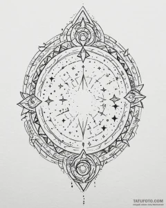 Tat tattoo sketch, cosmic portal opening to s... - эскиз тату (№1753573721_0, 26.07.2025 23:48) — Tatufoto.com