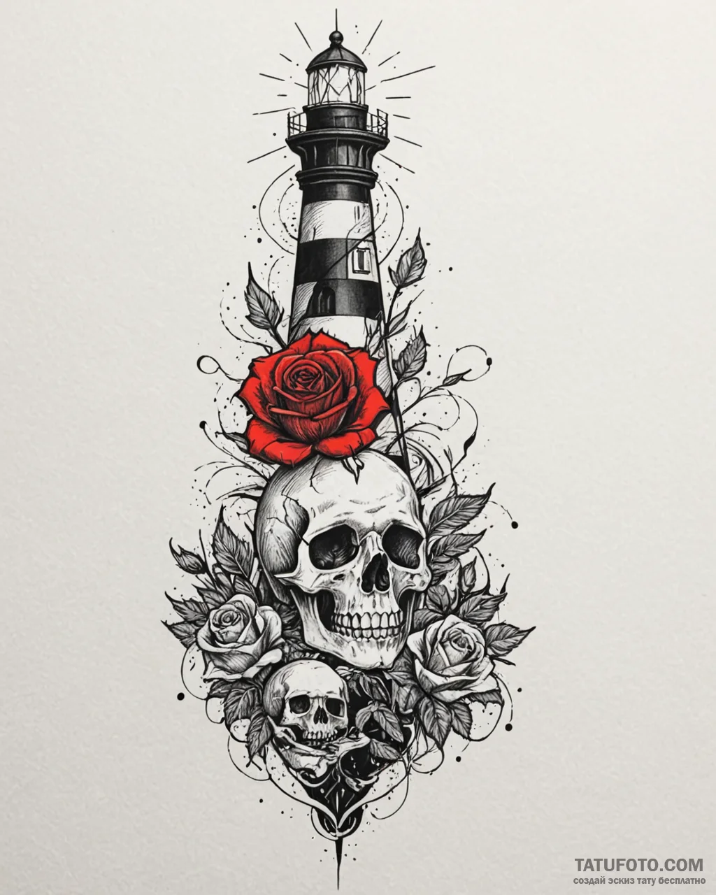 Tat tattoo sketch, lighthouse light beam proj... - эскиз тату (№1753576139_0, 27.07.2025 00:28) — Tatufoto.com