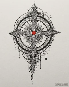 Tattoo sketch, ged’s silhouette with magic ci... - эскиз тату (№1753576735_0, 27.07.2025 00:38) — Tatufoto.com