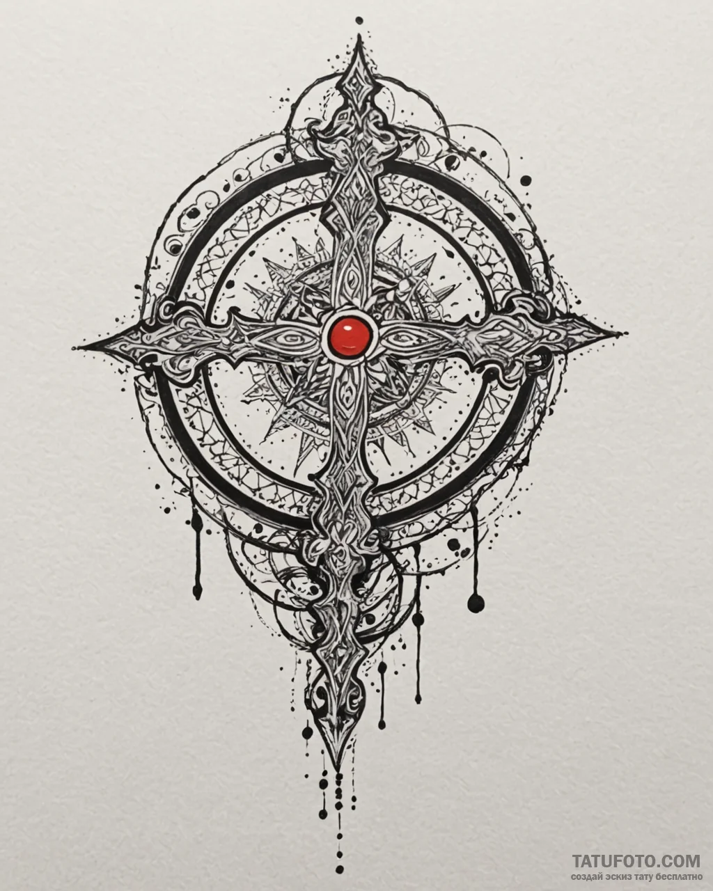 Tattoo sketch, ged’s silhouette with magic ci… — эскиз тату (№1753576735_0, 27.07.2025 00:38) — Tatufoto.com