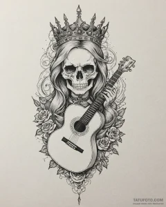 Tat tattoo sketch, queen barb with skull-shap... - эскиз тату (№1753577964_0, 27.07.2025 00:59) — Tatufoto.com