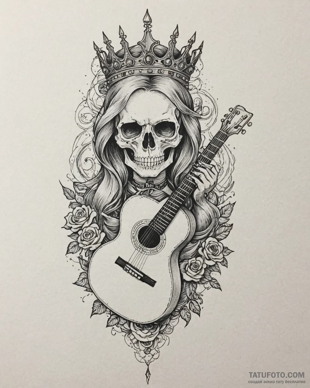 Tat tattoo sketch, queen barb with skull-shap... - эскиз тату (№1753577964_0, 27.07.2025 00:59) — Tatufoto.com