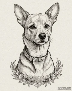 Tattoo sketch, loyal dog sitting with calm ey... - эскиз тату (№1753578162_0, 27.07.2025 01:02) — Tatufoto.com