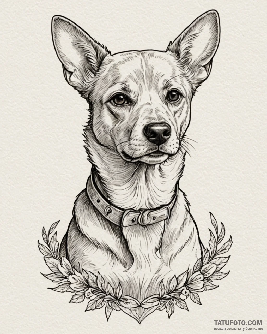 Tattoo sketch, loyal dog sitting with calm ey... - эскиз тату (№1753578162_0, 27.07.2025 01:02) — Tatufoto.com