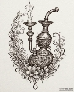 Tat tattoo sketch, hookah glowing with intric... - эскиз тату (№1753580392_0, 27.07.2025 01:39) — Tatufoto.com