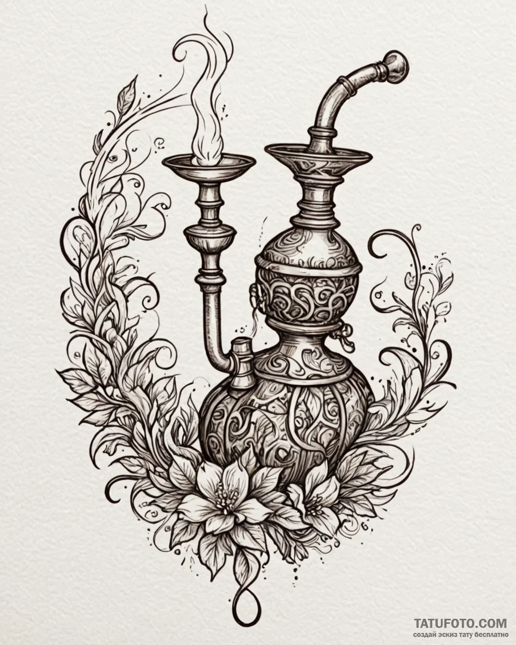Tat tattoo sketch, hookah glowing with intric… — эскиз тату (№1753580392_0, 27.07.2025 01:39) — Tatufoto.com
