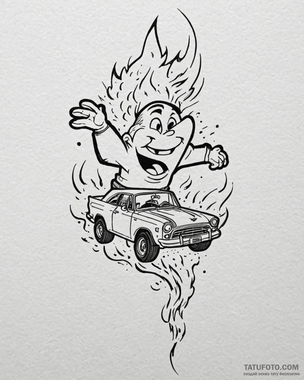 Tattoo sketch, mater jumping with sparks flyi… — эскиз тату (№1753580600_0, 27.07.2025 01:43) — Tatufoto.com