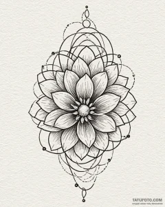 Tat tattoo sketch, minimalist geometric flowe... - эскиз тату (№1753581605_0, 27.07.2025 02:00) — Tatufoto.com