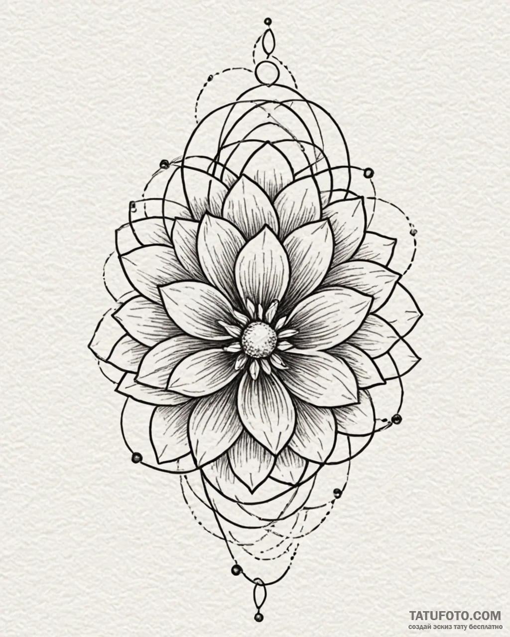 Tat tattoo sketch, minimalist geometric flowe... - эскиз тату (№1753581605_0, 27.07.2025 02:00) — Tatufoto.com
