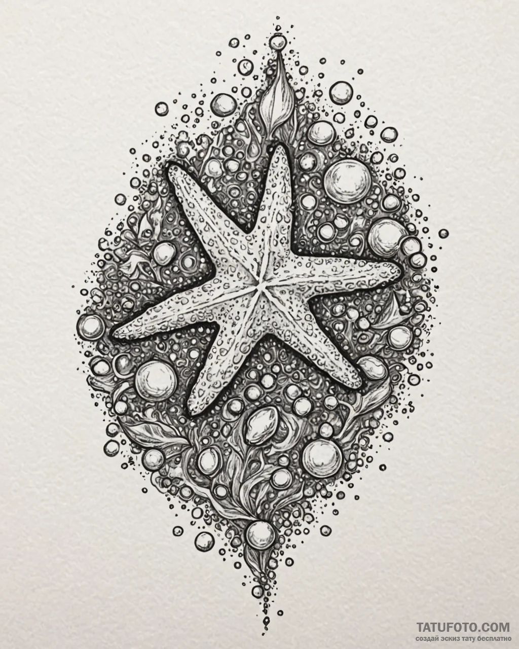 Tattoo sketch, starfish with detailed texture... - эскиз тату (№1753582020_0, 27.07.2025 02:07) — Tatufoto.com