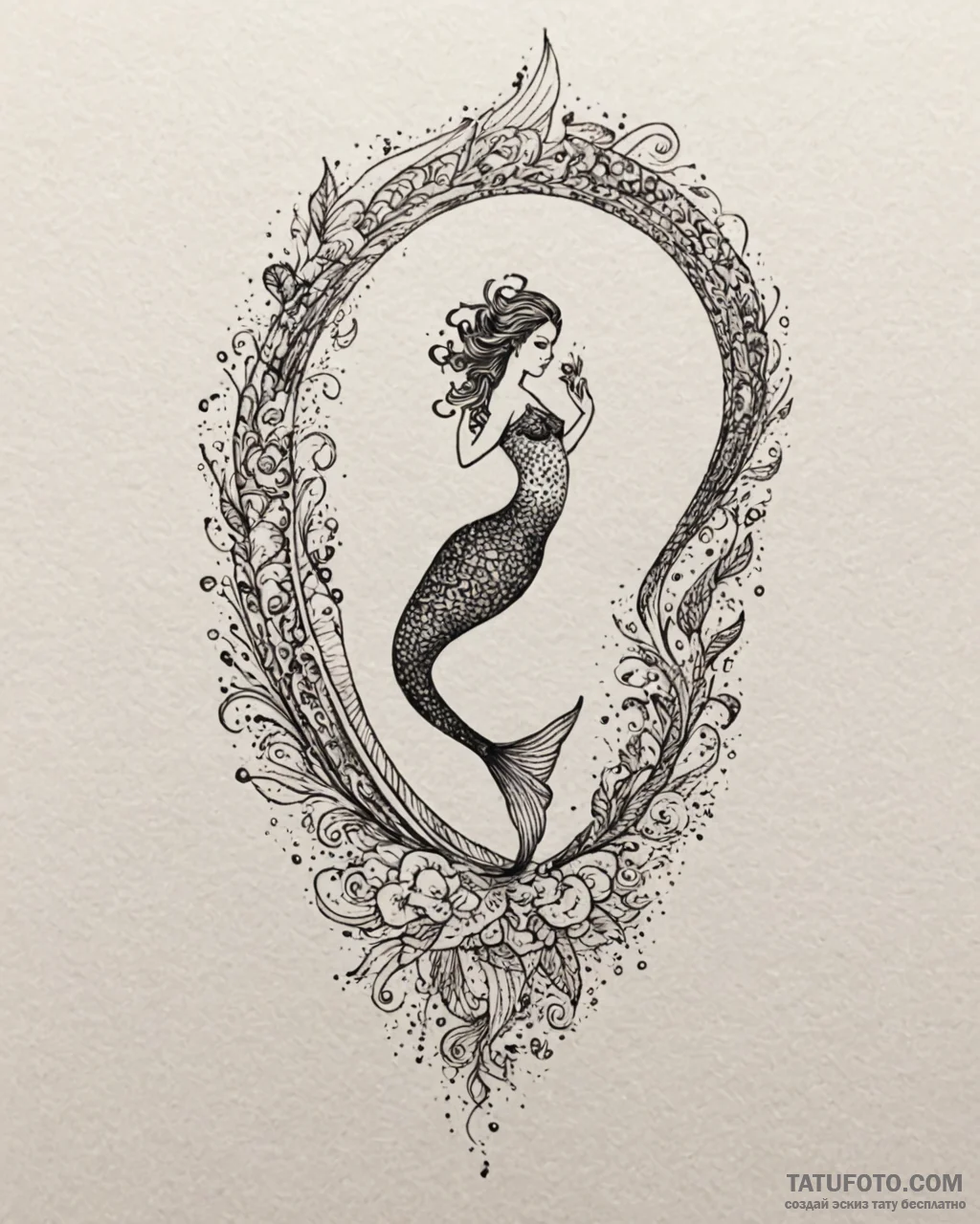 Tat tattoo sketch, mermaid tail fading into c… — эскиз тату (№1753584294_0, 27.07.2025 02:44) — Tatufoto.com