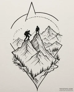 Tat tattoo sketch, mountain climber silhouett... - эскиз тату (№1753584495_0, 27.07.2025 02:48) — Tatufoto.com