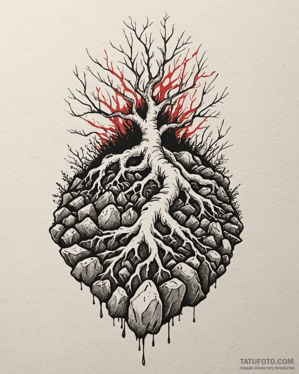 Tat tattoo sketch, rugged earth with rocks an… — эскиз тату (№1753585522_0, 27.07.2025 03:05) — Tatufoto.com