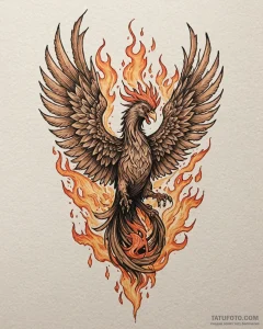 Tat tattoo sketch, mythical phoenix rising fr... - эскиз тату (№1753585927_0, 27.07.2025 03:12) — Tatufoto.com